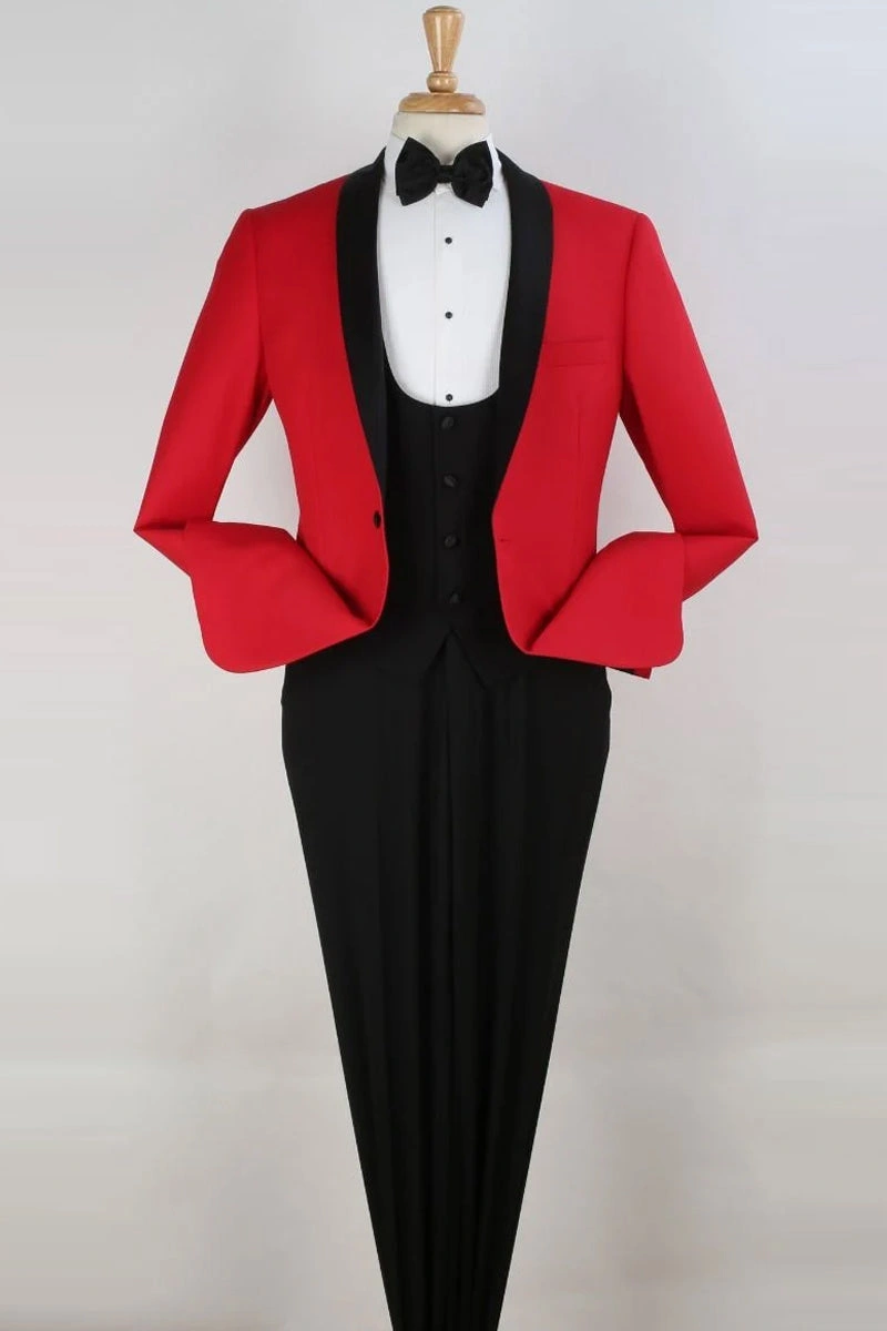 Rode Gentleman: Elegante 1-knoops Shawl-vest Tulp-smoking voor een onvergetelijke avond in Nederland.